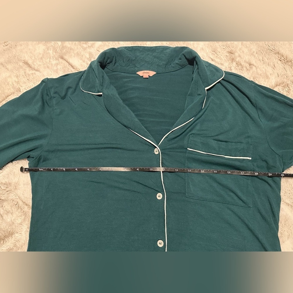 Eberjey Green Tencel Modal Long Sleeve Sleep Shirt - Picture 5 of 16